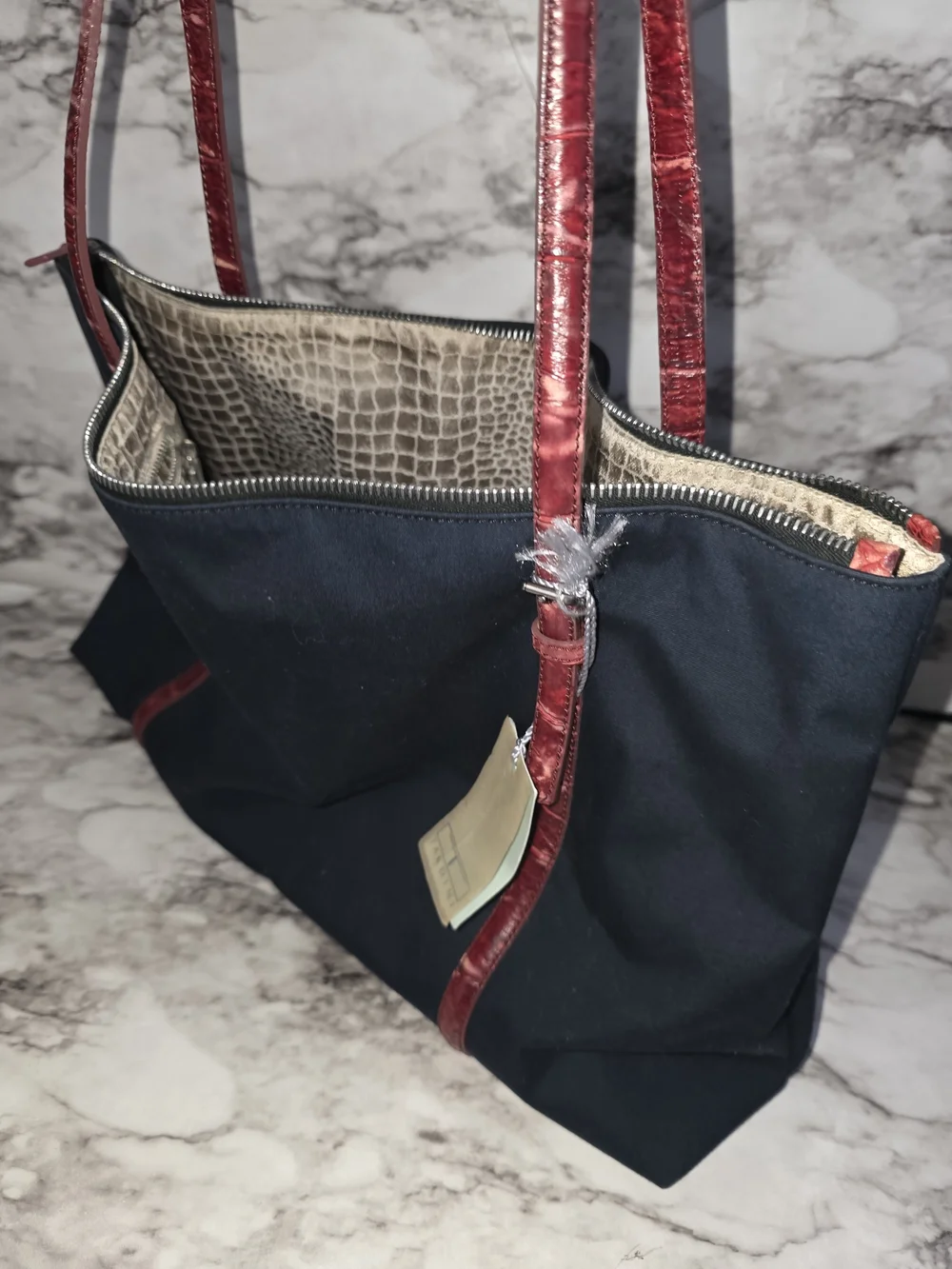 Tardini Canvas & Crocidle Purse